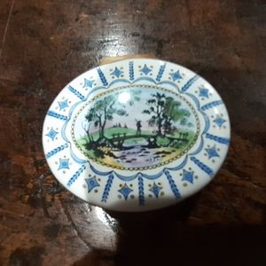 Vintage Rare Crummles & Co. Hand Painted Pill Trinket Box